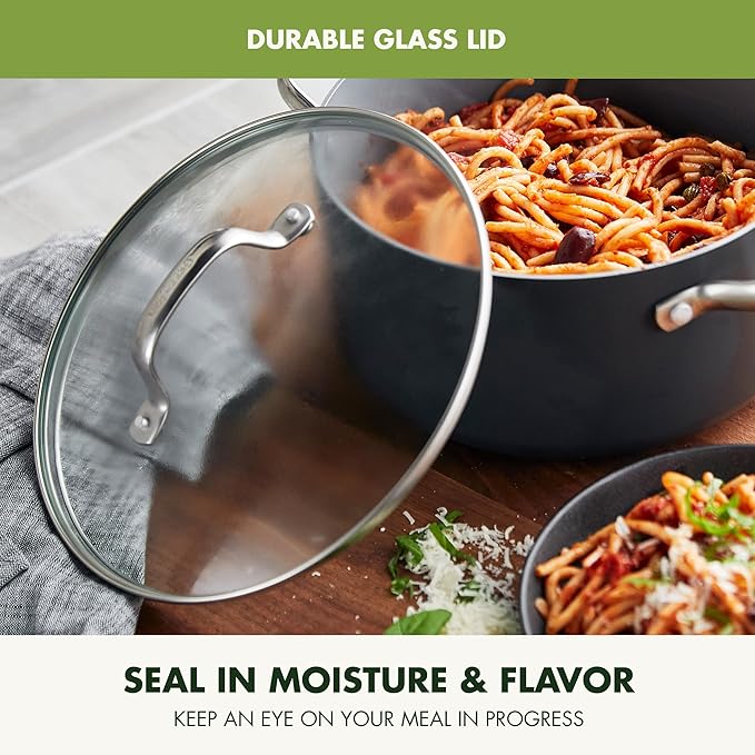 GreenPan Valencia Pro Hard Anodized Healthy Ceramic Nonstick 5QT Stock Pot with Lid, PFAS-Free, Induction, Dishwasher Safe, Oven Safe, Gray - Image 6