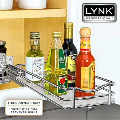 LYNK PROFESSIONAL® Pull Out Spice Organization for Cabinets - 4-3/8 inch Wide – Spice Rack for Inside Cabinets, Slide Out Spice Rack Organizer for cabinet – Pull Out Spice Rack, Sliding 1 Tier Chrome - Image 6