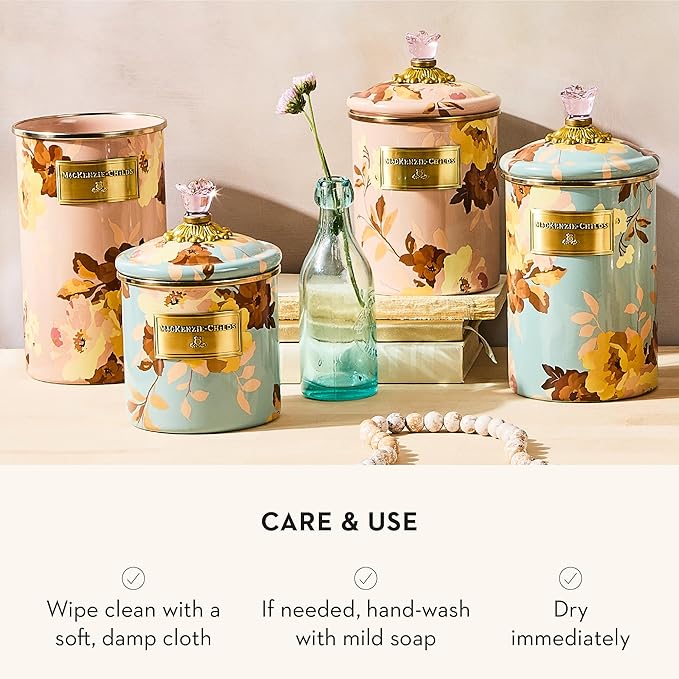 MACKENZIE-CHILDS Enamel Utensil Holder, Stylish Kitchen Countertop Organizer, Wild Rose Mauve - Image 5