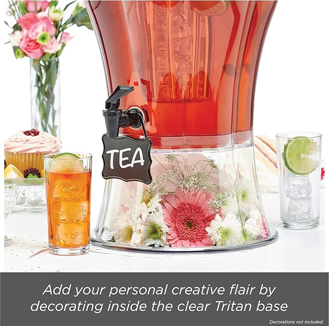 Buddeez 3.5 Gallon Clear Drink Dispenser - Built In Ice Cone and Spigot for Easy Pouring - Party-Perfect Serving Station with Chalk Board Tag - Image 4
