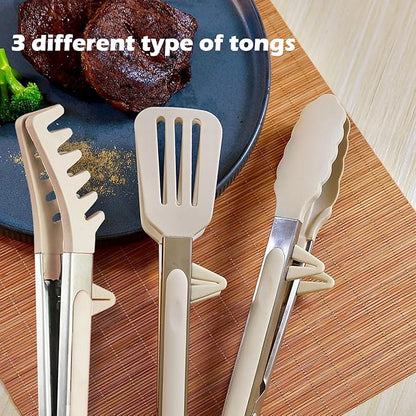 Kitchen Tongs, 9 Inch Tongs for Cooking with Silicone Tips, Food Grade Small Silicone Tongs, Mini Serving Tongs for Nonstick Pans, BBQ, Salad, Set of 3, White - Image 7