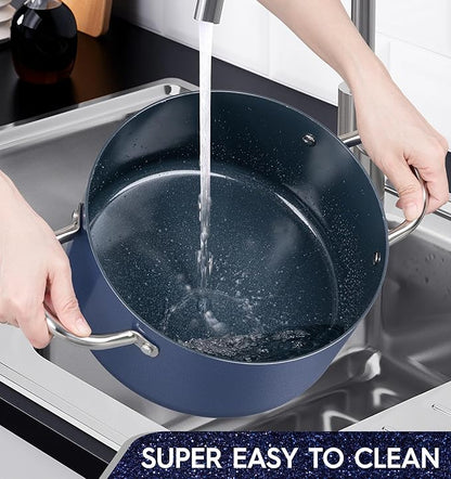 MICHELANGELO 8 Quart Stock Pot with Lid, Non Toxic Cooking Pot, Ceramic Soup Pots with Lid, Non Stick Pot with Stainless Steel Handle, Induction Compatible - Image 5