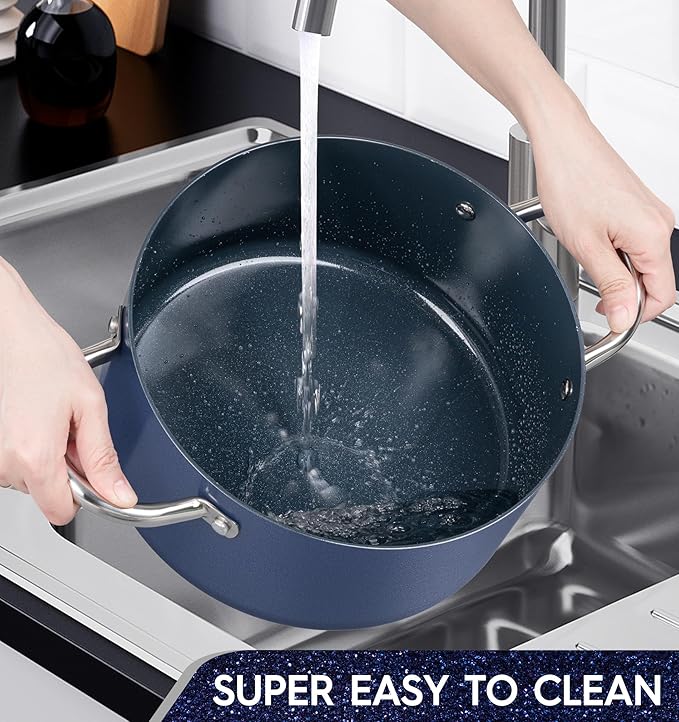 MICHELANGELO 6 Quart Stock Pot with Lid, Non Toxic Cooking Pot, Ceramic Soup Pots with Lid, Non Stick Pot with Stainless Steel Handle, Induction Compatible - Image 5