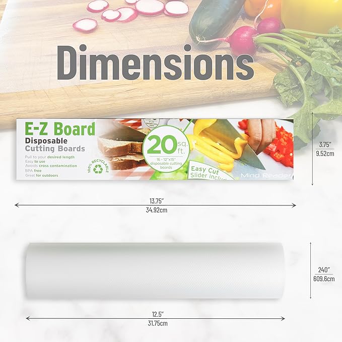 Mind Reader E-Z Board Disposable Plastic Cutting Board, Flexible, 20 sf, Camping, 13.78"L x 3.35"W x 3.74"H, 2 Pack, Clear - Image 2