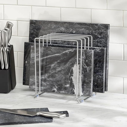 mDesign 5 Slot Pot and Pan Rack — Metal Wire Rack for Cabinets, Pantries or Kitchen Surfaces — Freestanding Pan Stand for Pans, Pots, Lids and Crockery – Silver - Image 7