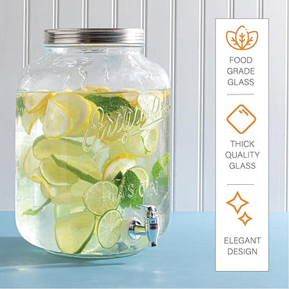 2 GALLON Glass Drink Dispensers for Parties, Original Mason Ice Beverage Dispensers, Glass Water Dispenser with Spigot, Laundry Detergent Dispenser, Lemonade Dispenser - Image 6