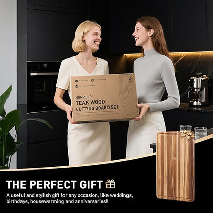 Teak Wood Cutting Board 17inch Wooden Chopping Board Bamboo High-end Mother Gifts Best Mama Mommy Christmas Xmas Birthday Law Step Stepmom Stepmother Have Everything Good Unique Present XL - Image 8
