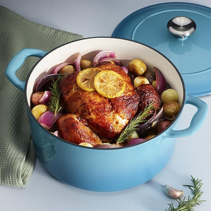 Tramontina Bestow Enameled Cast Iron Dutch Oven Pot with Lid, Round 5.5-quart, Medium Blue - Image 3