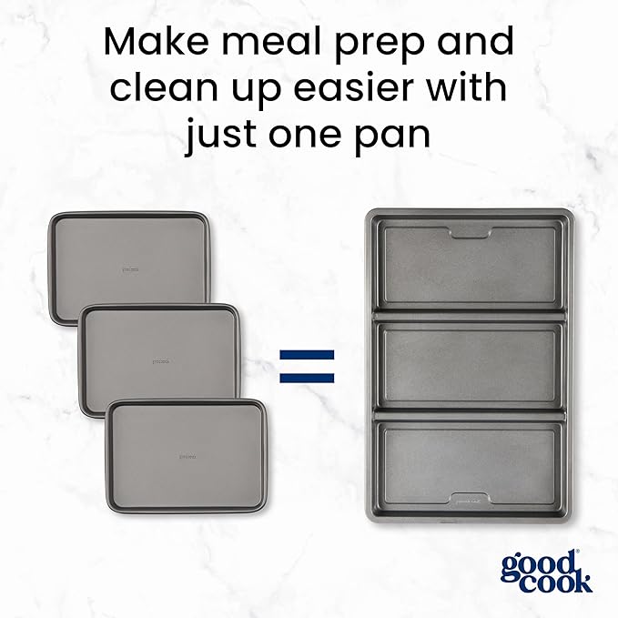 GoodCook Divided Baking Sheet Premium Carbon Steel Nonstick Pan, 11 x 17-Inch