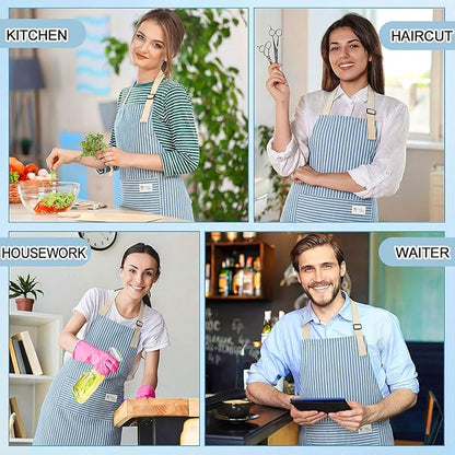 Janmercy 24 Pcs Aprons for Women Men with 2 Pockets Linen Cooking Kitchen Apron Adjustable Bib Chef Apron Bulk Aprons Unisex