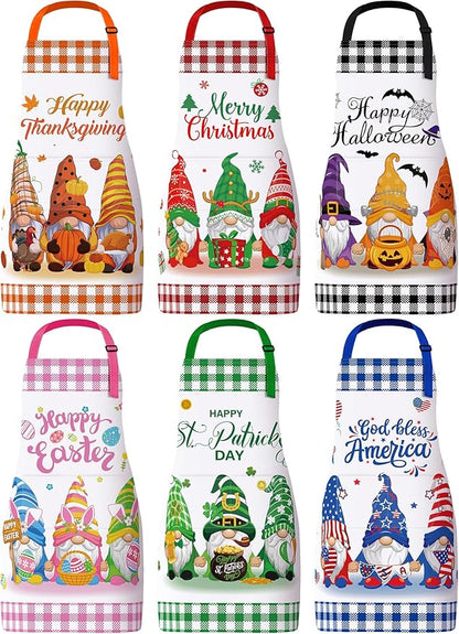 Bencailor 6 Pcs Spring Kitchen Aprons with Pockets Flower Rooster Bee Butterfly Sunflower Summer Aprons Bulk for Women(Multicolor,Seasonal) by Bencailor