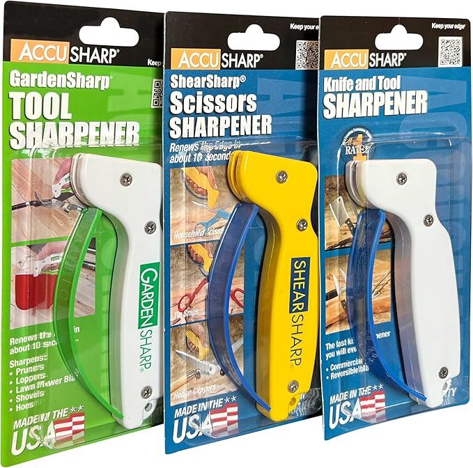 AccuSharp Multi-Pack Hand-Held Carbide Blade Sharpener, Knife, Garden Tool and Scissor Sharpener, Restores, Repairs & Hones Blades & Edges, 3-Pack - Image 3