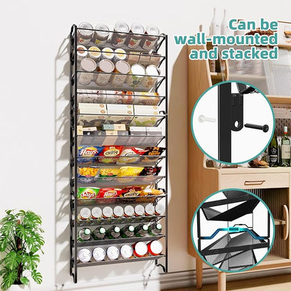 Simple Trending Spice Rack Organizer with 32 Empty Spice Jars, 64 Spice Labels, Chalk Marker and Funnel Set for Cabinet, Countertop, Kitchen, Pantry or Wall Mount, Black - Image 6
