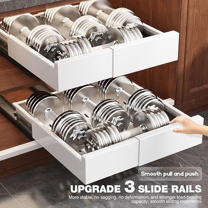 Seinloes 2 Pack Pull Out Cabinet Organizer Expandable Width(11"-16") and Depth(13"-17"),Slide Out Drawers With Raising Pad for Framed Cabinets,No Drill Roll Out Shelves for kitchen,Bathroom,White - Image 8