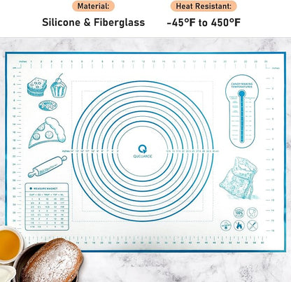 Silicone Baking Mat with Measurements, Pastry/Fondant/Dough Rolling Counter/Oven Liner Mat, 20''(W)28''(L) Blue - Image 2