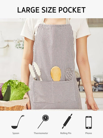 Syntus Apron for Men Women, Adjustable Cooking Kitchen Chef Aprons with 2 Pockets, Cotton/Polycotton/Polyester - Image 6