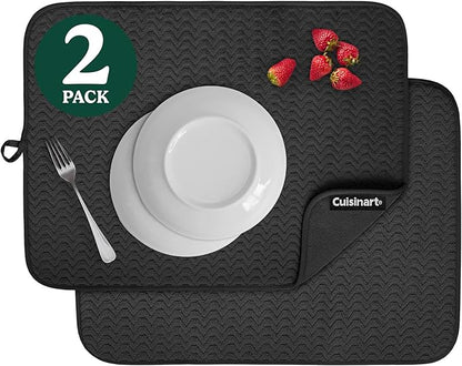 Cuisinart Dish Drying Mats for Kitchen Counter - (2) 18" x 24" Ultra Absorbent Dish Drying Mat XL - Foldable, Machine Washable, Fast Drying Dish Mat (Geostripe) by BestBrands
