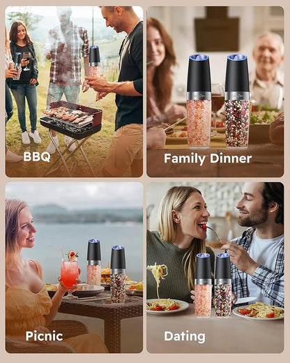 Sangcon Gravity Electric Salt and Pepper Grinder Set Shakers UPGRADED 9OZ XL CAPACITY Battery Powered Refillable Automatic One Hand Operation Adjustable Coarseness Mill Grinder Set for Kitchen - Image 8