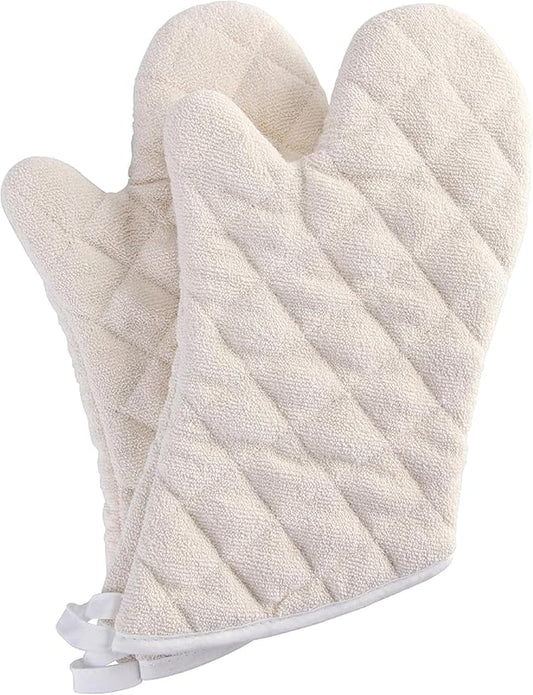 Terry Cloth Oven Mitts Heat Resistant to 482° F 13 Inch 100% Cotton Set of 2 by ARCLIBER