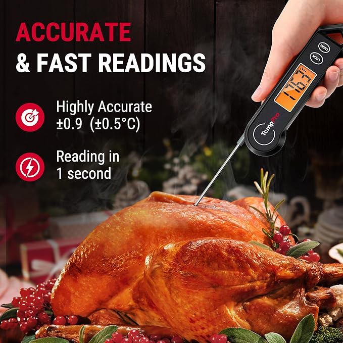 TempPro TP19H Waterproof Digital Meat Thermometer with Ambidextrous Backlit and Motion Sensing Cooking Food Thermometer for BBQ Grill Smoker Oil Fry Candy Thermometer (Previously ThermoPro) - Image 2
