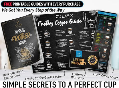 Zulay Kitchen Powerful Milk Frother Wand With 4 AA Duracell Batteries - Ultra Fast Handheld Drink Mixer - Electric Whisk Foam Maker for Coffee, Lattes, Cappuccino, Matcha & Creamer - Forest Gold - Image 7