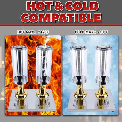 2-Gallon Drink Dispenser with Stainless Steel Drip Tray - Party Beverage Juice Lemonade Iced Tea Water Dispenser for Church Events, Catering, Family Gatherings & Outdoor (GOLD)