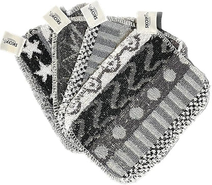 Skoy Scrub, 4-Pack Reusable, Non-Scratching Dish Scrubber for Kitchen and Household Cleaning, Planet-Friendly, Dishwasher Safe Soft Scrub, Monochromatic Colors by Skoy