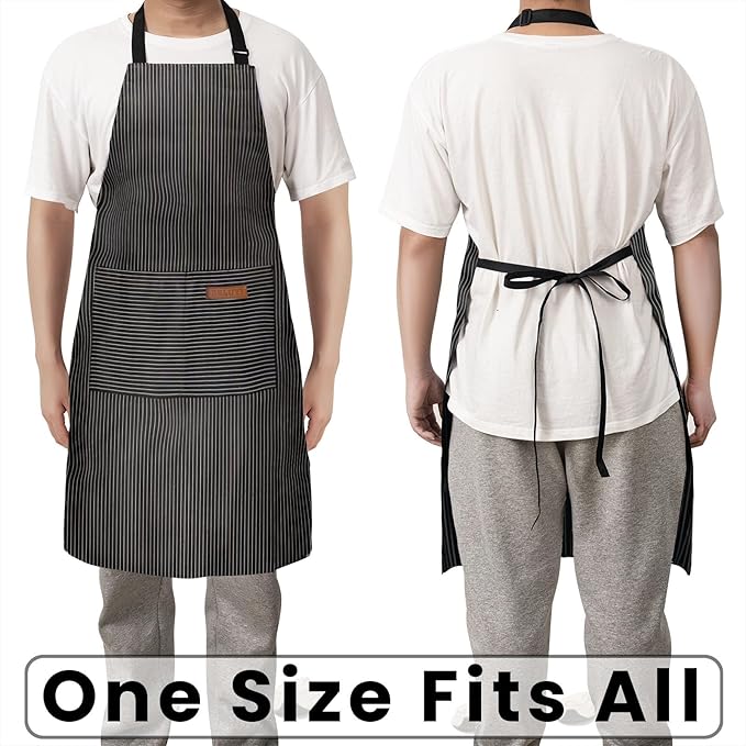BeLuyi Adjustable Bib Apron with 2 Pockets Chef Cooking Kitchen Restaurant Aprons for Women Men - Image 6