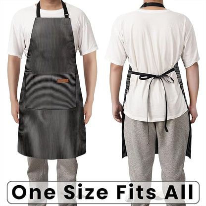 BeLuyi Adjustable Bib Apron with 2 Pockets Chef Cooking Kitchen Restaurant Aprons for Women Men - Image 6