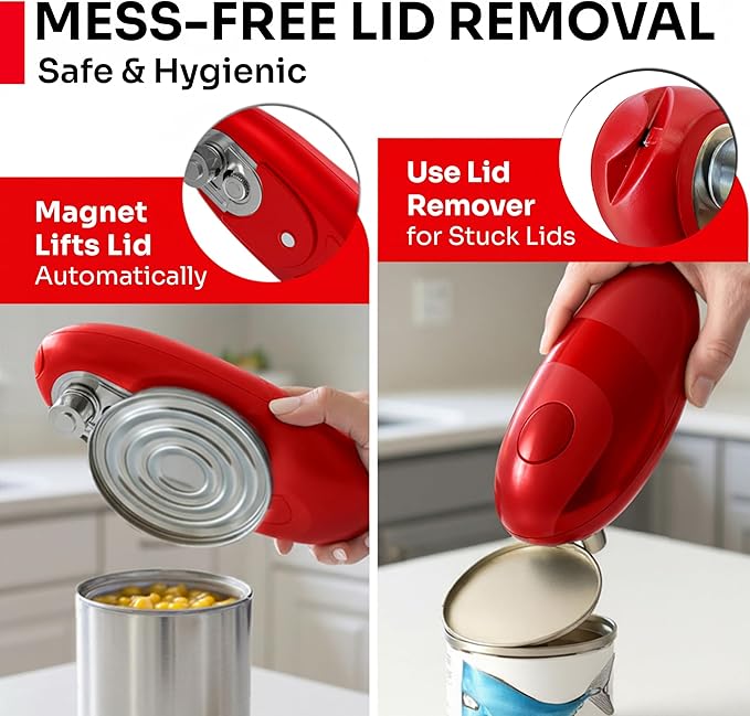 MUELLER HOME SmoothEdge Auto Can Opener Electric – Battery‑Operated with Magnet Lid Lifter – Portable Hands‑Free One Touch Can Opener for Seniors & Arthritis, Red Kitchen Accessories - Image 5