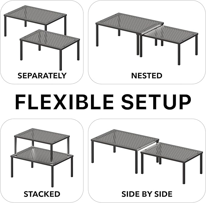 Simple Houseware Expandable Stackable Cabinet and Counter Shelf Organizer with Steel Surface, 9" D x 12.75" W x 5.9" H, Bronze - Image 6