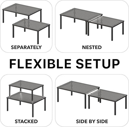 Simple Houseware Expandable Stackable Cabinet and Counter Shelf Organizer with Steel Surface, 9" D x 12.75" W x 5.9" H, Bronze - Image 6