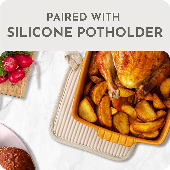 Extra Long Silicone Oven Mitts and Pot Holders Sets | Heat Resistant 500°F BPA-Free Food Grade Silicone Hot Pads & Kitchen Mittens | 4-Piece Set of Oven Gloves & Potholders for Kitchens. - Image 6
