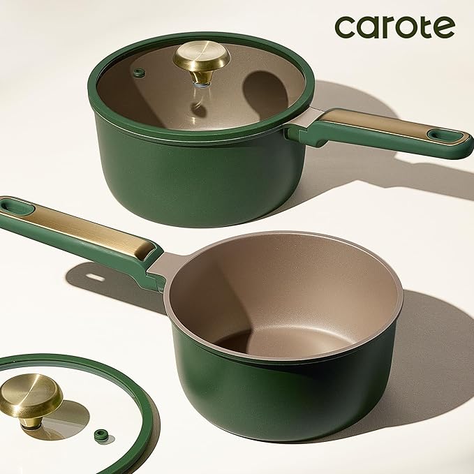 CAROTE 2QT & 2.5QT Sauce Pan Sets with Lid & Ladle Cooking Pots Nonstick Saucepans Cookware Set Small Kitchen Pot, Induction Comptable, Easy to Clean, PFOA FREE (Green) - Image 7