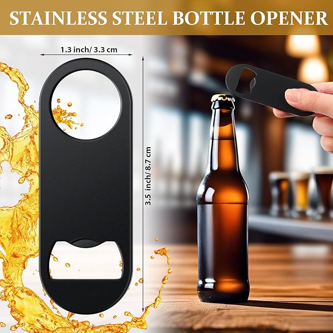 Remerry Bottle Openers Stainless Steel Flat Bottle Opener Bulk 3.4 x 1.3 Inches Bartender Beer Key Soda Can Mini Speed for Kitchen, Bar or Restaurant(Black,150 Pcs) - Image 2