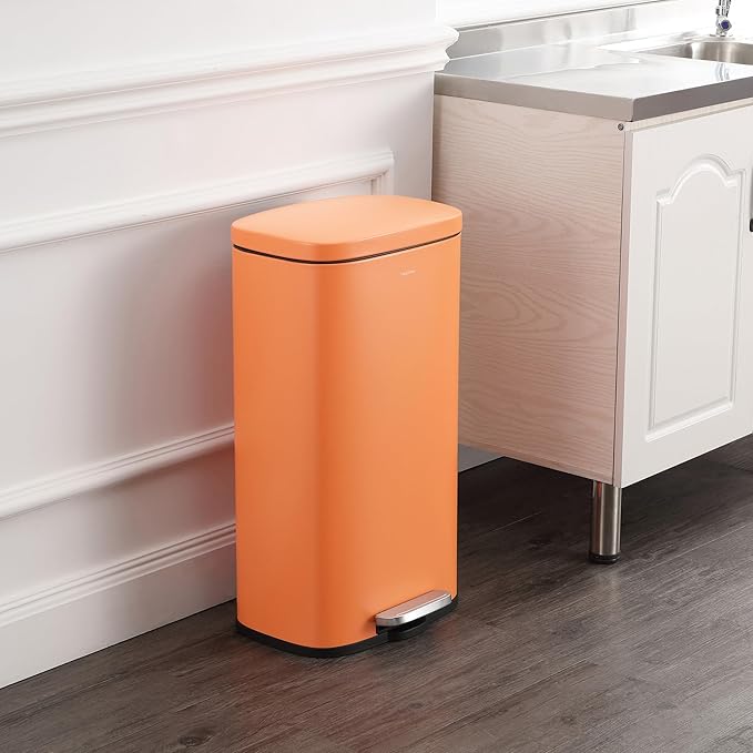 happimess HPM1011K Curtis 8-Gallon Step-Open Trash Can, Carrot Cake,with Soft-Close Lid, Fingerprint Resistant, Modern, Minimalistic for Home, Kitchen, Laundry Room, Office, Bedroom, Bathroom - Image 2