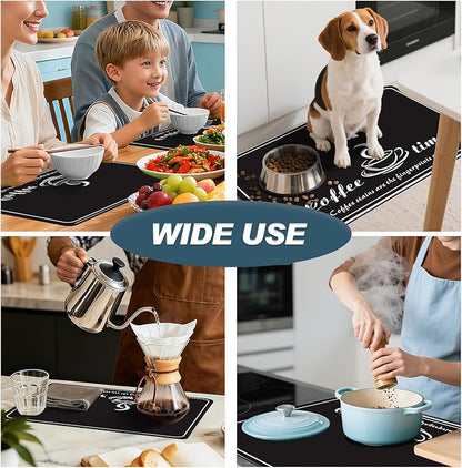 Dish Drying Mats for Kitchen Counter, Waterproof Coffee Mat for Countertop, Under Sink Mats, Coffee Bar Mat Accessories
