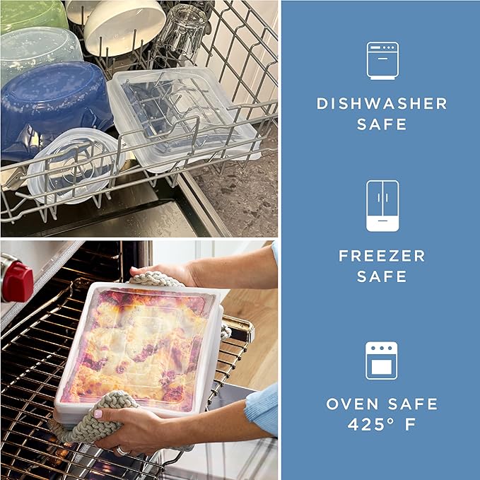 Stasher Reusable Silicone Stretch Lid for Casseroles, Sheet Pans, Baking Dishes–Square Replacement Lid, 8”x8”, Stretchable, Leak-Free, Microwave Safe, Dishwasher Safe, Food Cover, Eco-Friendly, Clear