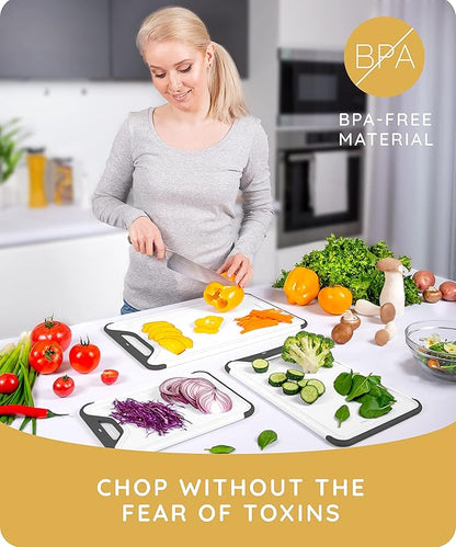 Serveware Accessories Cutting Boards for Kitchen, Plastic Cutting Board, Dishwasher Safe Cutting Board with Juice Grooves, Thick Chopping Board Easy Grip Handle & Non-Slip (Black, 16"x10")