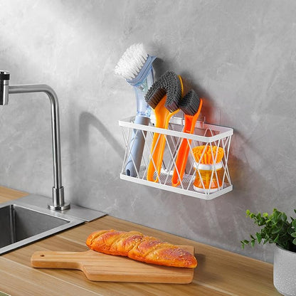 YIGII 3 Pack Adhesive Cabinet Door Organizer - Lid Storage Organizer for Tupperware, Wall Mounted Pantry Door Organizer Kitchen RV Storage Wall Under Sink Basket Slim Space, White Stainless Steel - Image 7