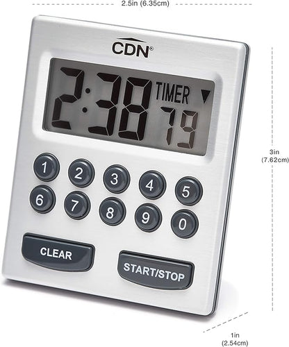 CDN Direct Entry 2- Alarm Digital Kitchen Timer | Counts Up & Down, 10 Hours by Hours, Minutes & Seconds, Big Digit, Loud & Long Audio/Vibrate Alarm, Stand, Hang, Magnet Mounting - TM30 - Image 11