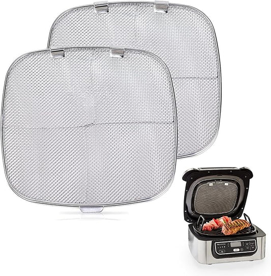2PCS Stainless Steel Splatter Shield for Ninja Foodi AG301, Replacement Splatter Screen Air Fryer Accessories for Ninja Foodi 5-in-1 Indoor Grill AG300, AG300C,AG301C, AG302, AG400