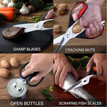 LIVINGO Kitchen Scissors, 2 Pack 9.25" Utility All Purpose Poultry Shears Heavy Duty Dishwasher Safe, Come Apart Sharp Stainless Steel Cooking Food Scissors for Cutting Meat, Chicken, Vegetable, Fish - Image 6