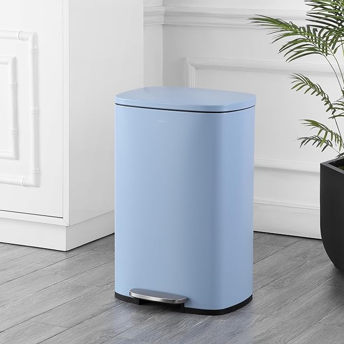 happimess HPM1006H Connor Rectangular 13-Gallon Trash Can with Soft-Close Lid and Free Mini Trash Can, Fingerprint Resistant, Modern, Minimalistic for Home, Kitchen, Office, Bathroom, Tide Pool Blue - Image 2