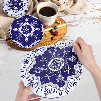 5 Pieces Bowl Covers Reusable, 5 Size Elastic Cloth Bowl Covers for Bread Proofing Food Covers Washable for Food Fruits Leftover (Blue Floral) - Image 4
