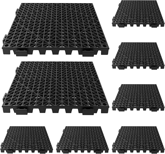 Tioncy 8 Pcs Bar Countertop Supplies Interlocking Mats 12 x 12 Inch Rubber Black Shelf Liners Bar Drying Coffee Non Slip Spills Mats for Bartending Home Cocktail Bars Restaurants by Tioncy