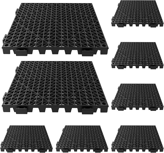 Tioncy 8 Pcs Bar Countertop Supplies Interlocking Mats 12 x 12 Inch Rubber Black Shelf Liners Bar Drying Coffee Non Slip Spills Mats for Bartending Home Cocktail Bars Restaurants by Tioncy