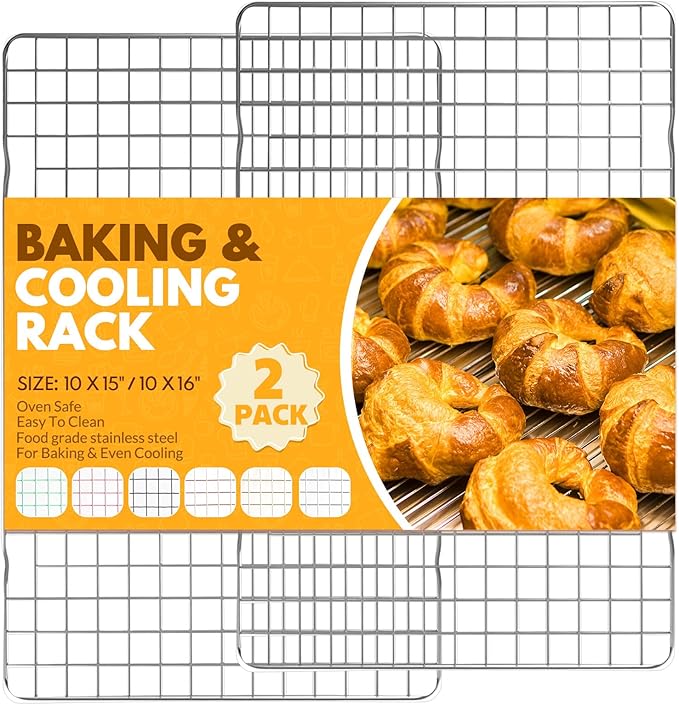 2 PCS Cooling Racks for Cooking and Baking, 15x10 Inches Stainless Steel Cooling Rack, Sheet Pan with Wire Rack for Baking Sheet, Bacon Rack Oven Safe Fits Jelly Roll Sheet Pan by Unknown