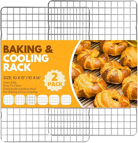 2 PCS Cooling Racks for Cooking and Baking, 15x10 Inches Stainless Steel Cooling Rack, Sheet Pan with Wire Rack for Baking Sheet, Bacon Rack Oven Safe Fits Jelly Roll Sheet Pan by Unknown