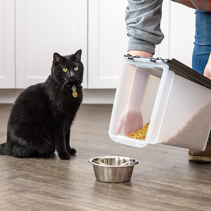 IRIS USA Airtight Dog Food Storage Container, WeatherPro, Up to 10 lbs, for Dog Cat Bird and Other Pet Food Storage Bin, Keep Fresh, Translucent Body, Made in USA, Clear/Black - Image 7